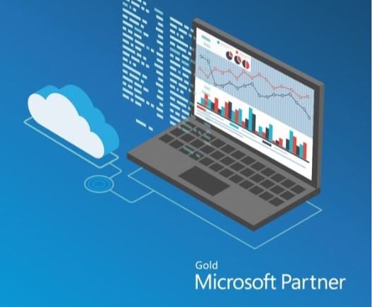 Laptop hovering with data and a logo of a cloud (image for SAP on Microsoft Azure a new world of possibilities - The Agile Operating Model)